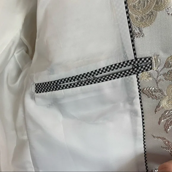 MOGU Mens Metallic Jacquard Blazer Slim Fit Elegant Tuxedo Suit Jacket - Picture 8 of 10